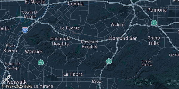 Map of Rowland Heights, CA. The exact address of Rite Aid Building is not known, so the map shows the area rather than a specific building.