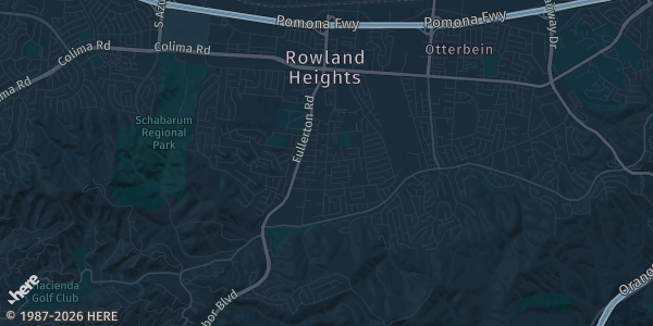 Map of Rowland Heights, CA. The exact address of STC Rowland Legacy is not known, so the map shows the area rather than a specific building.