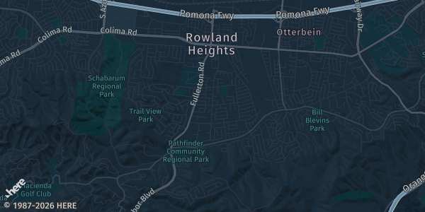 Map of Rowland Heights, CA. The exact address of STC Rowland Legacy is not known, so the map shows the area rather than a specific building.