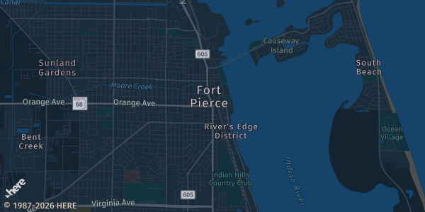 Map of Fort Pierce, FL. The exact address of St. Lucie County Fairgrounds is not known, so the map shows the area rather than a specific building.