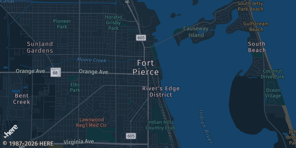 Map of Fort Pierce, FL. The exact address of St. Lucie County Fairgrounds is not known, so the map shows the area rather than a specific building.