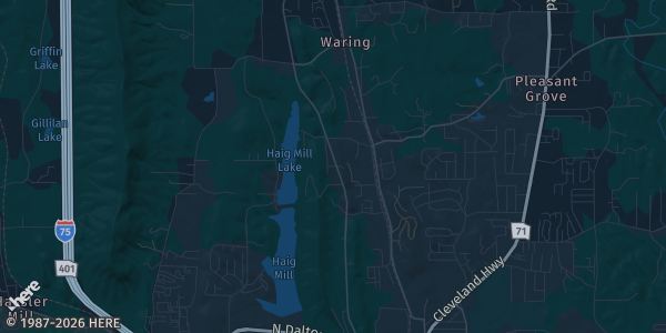 Map of Dalton, GA. The exact address of Dalton Convention Center is not known, so the map shows the area rather than a specific building.