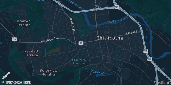 Map of Chillicothe, OH. The exact address of Ross County Fairgrounds Multi-Purpose Building is not known, so the map shows the area rather than a specific building.