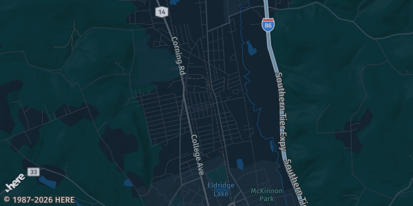 Map of Elmira Heights, NY. The exact address of Elmira Heights Legion Post 154 is not known, so the map shows the area rather than a specific building.