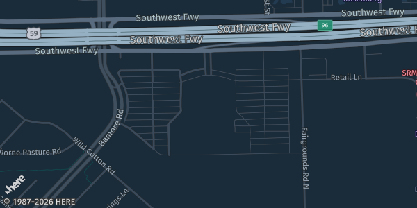 Map showing Fort Bend County Epicenter (28505 Southwest Fwy) in Rosenberg, TX.