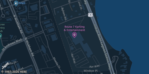 Map showing Route 7 Karting & Entertainment in Rockledge, FL.