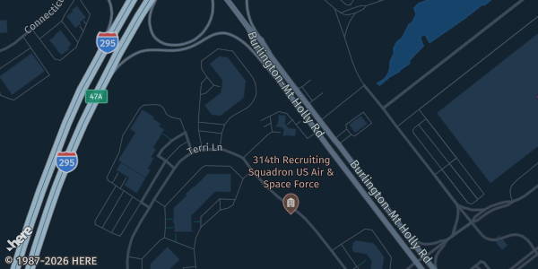 Map showing Masonic Lodge in Burlington, NJ.