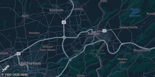 Map of Palmer Twp, PA. The exact address of Charles Chrin Community Center is not known, so the map shows the area rather than a specific building.