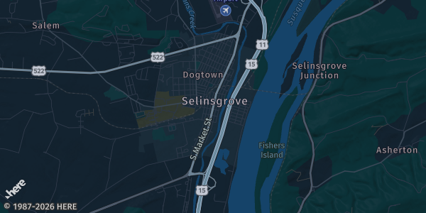Map of Selinsgrove, PA. The exact address of Susquehanna Valley Mall is not known, so the map shows the area rather than a specific building.