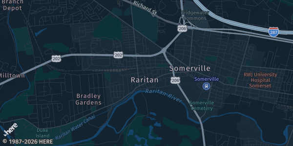 Map of Raritan, NJ. The exact address of St Ann's Church/School is not known, so the map shows the area rather than a specific building.