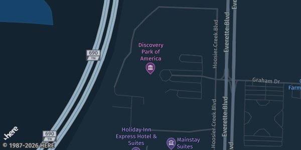 Map showing Discovery Park of America in Union City, TN.