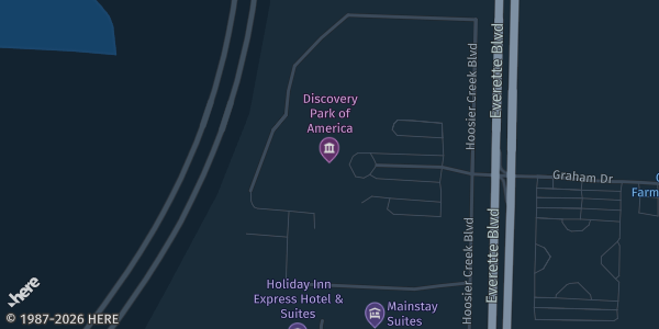 Map showing Discovery Park of America in Union City, TN.
