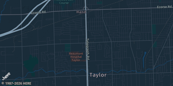 Map of Taylor, MI. The exact address of Taylor Town Trade Center is not known, so the map shows the area rather than a specific building.