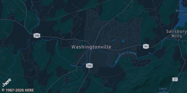Map of Washingtonville, NY. The exact address of Knights Of Columbus is not known, so the map shows the area rather than a specific building.