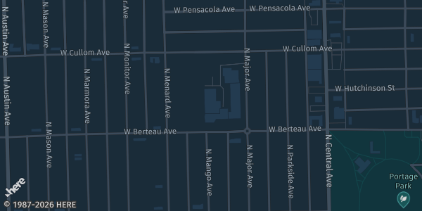 Map showing Rickover Naval Academy in Chicago, IL.