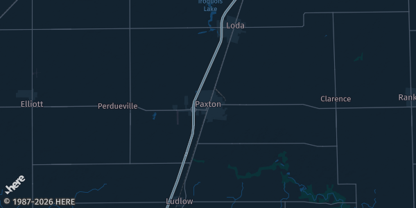 Map of Paxton, IL. The exact address of Game Changer Sports Shop is not known, so the map shows the area rather than a specific building.