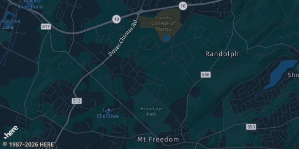 Map of Randolph, NJ. The exact address of All In One Collectibles is not known, so the map shows the area rather than a specific building.