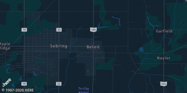 Map of Beloit, OH. The exact address of Tri-County Sports Cards is not known, so the map shows the area rather than a specific building.