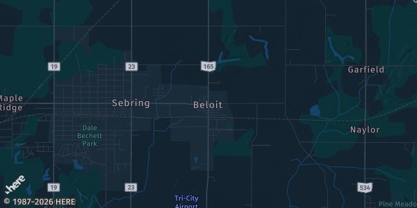 Map of Beloit, OH. The exact address of Tri-County Sports Cards is not known, so the map shows the area rather than a specific building.