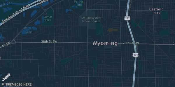 Map of Wyoming, MI. The exact address of Rogers Plaza Town Center is not known, so the map shows the area rather than a specific building.