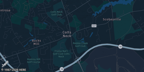 Map of Colts Neck, NJ. The exact address of Colts Neck Firehouse is not known, so the map shows the area rather than a specific building.