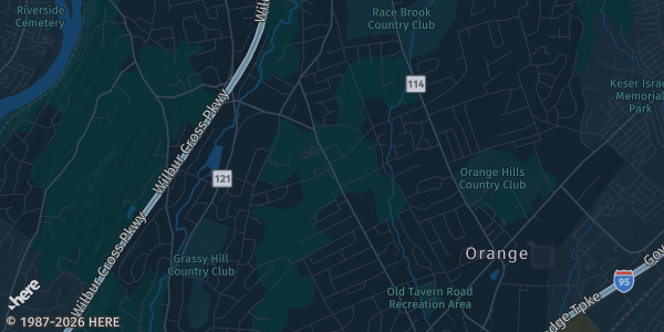 Map of Orange, CT. The exact address of American Legion is not known, so the map shows the area rather than a specific building.