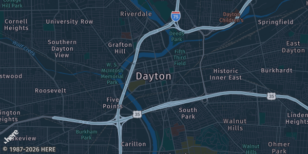 Map of Dayton, OH. The exact address of Dayton Mall is not known, so the map shows the area rather than a specific building.