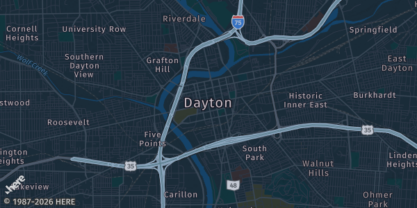 Map of Dayton, OH. The exact address of Dayton Mall is not known, so the map shows the area rather than a specific building.