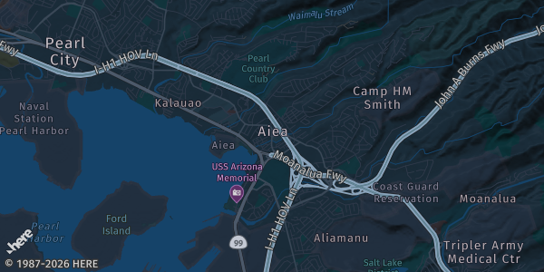 Map of Aiea, HI. The exact address of Pearlridge Center — Lower Pearlridge is not known, so the map shows the area rather than a specific building.