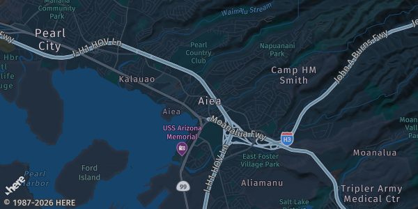 Map of Aiea, HI. The exact address of Pearlridge Center — Lower Pearlridge is not known, so the map shows the area rather than a specific building.
