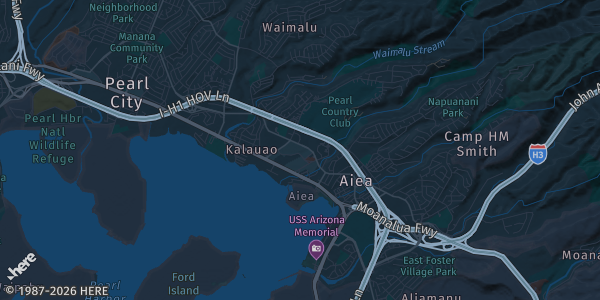 Map of Aiea, HI. The exact address of Sports Cards & Collctibles Show is not known, so the map shows the area rather than a specific building.