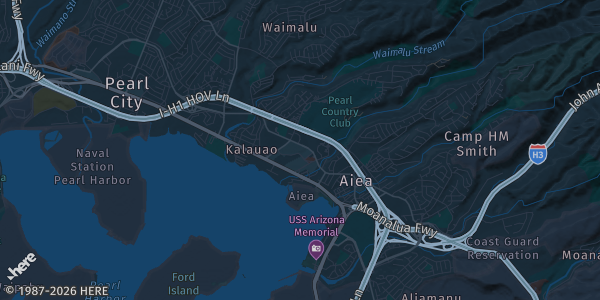 Map of Aiea, HI. The exact address of Sports Cards & Collctibles Show is not known, so the map shows the area rather than a specific building.