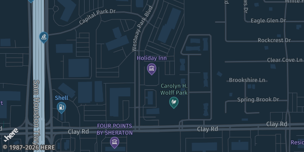 Map showing Holiday Inn Westway Park Hotel in Houston, TX.