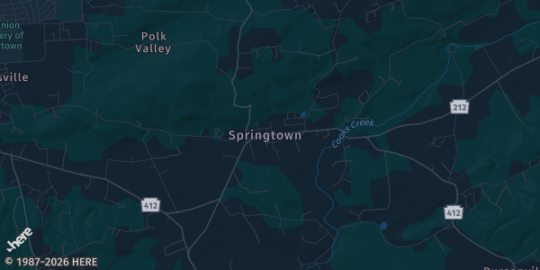 Map of Springtown, PA. The exact address of Palisades Regional Fire Rescue is not known, so the map shows the area rather than a specific building.
