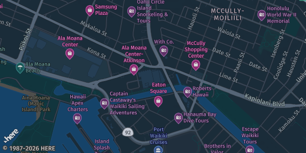 Map showing Hawaii Convention Center in Honolulu, HI.