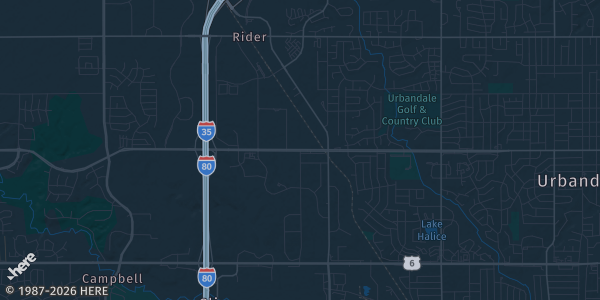 Map of Urbandale, IA. The exact address of Homewood Suites is not known, so the map shows the area rather than a specific building.