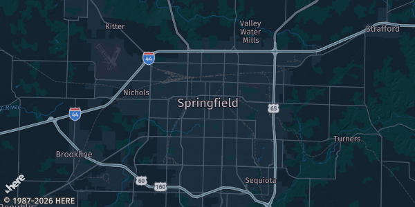 Map of Springfield, MO. The exact address of this venue is not known, so the map shows the area rather than a specific building.