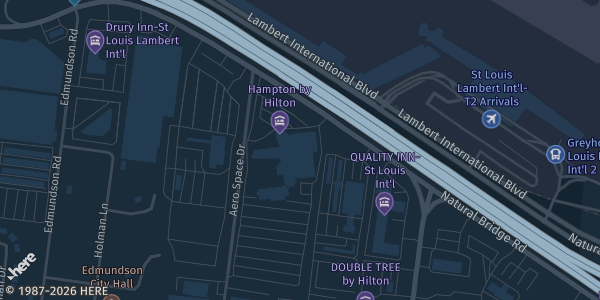 Map showing Hilton St. Louis Airport Hotel in St. Louis, MO.