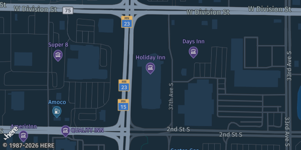Map showing Holiday Inn in St. Cloud, MN.
