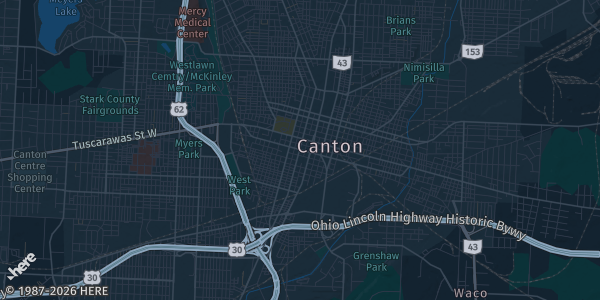 Map of Canton, OH. The exact address of 4667 Applegrove St. NW is not known, so the map shows the area rather than a specific building.