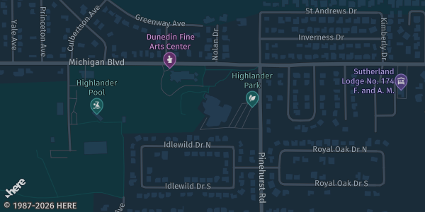 Map showing Dunedin Community Center in Dunedin, FL.