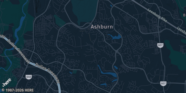 Map of Ashburn, VA. The exact address of The Barn at Brambleton is not known, so the map shows the area rather than a specific building.