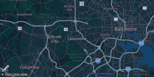 Map of Catonsville, MD. The exact address of this venue is not known, so the map shows the area rather than a specific building.