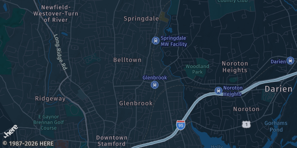 Map of Stamford, CT. The exact address of Summit Card Show is not known, so the map shows the area rather than a specific building.