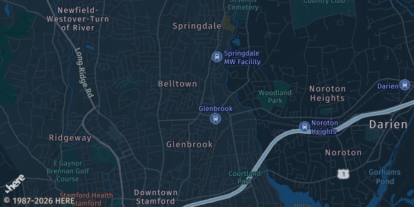 Map of Stamford, CT. The exact address of Summit Card Show is not known, so the map shows the area rather than a specific building.
