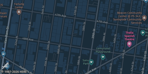 Map showing Sunnyside Community Services in Sunnyside, NY.