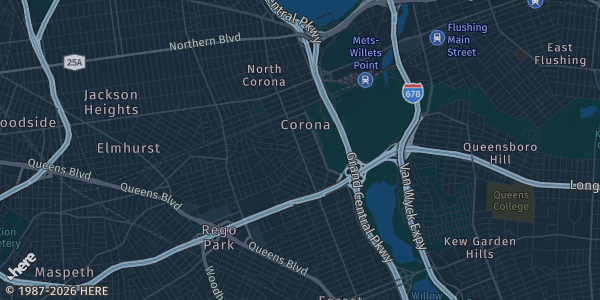 Map of Queens, NY. The exact address of Queen College is not known, so the map shows the area rather than a specific building.