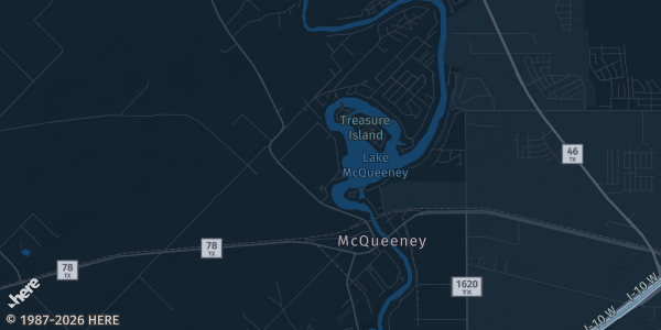 Map of McQueeney, TX. The exact address of McQueeney Lions Club & Event Hall is not known, so the map shows the area rather than a specific building.