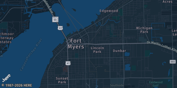 Map of Fort Myers, FL. The exact address of DoubleTree by Hilton Fort Myers at Bell Tower Shops is not known, so the map shows the area rather than a specific building.