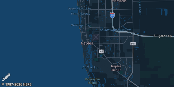 Map of Naples, FL. The exact address of Ymca Naples is not known, so the map shows the area rather than a specific building.